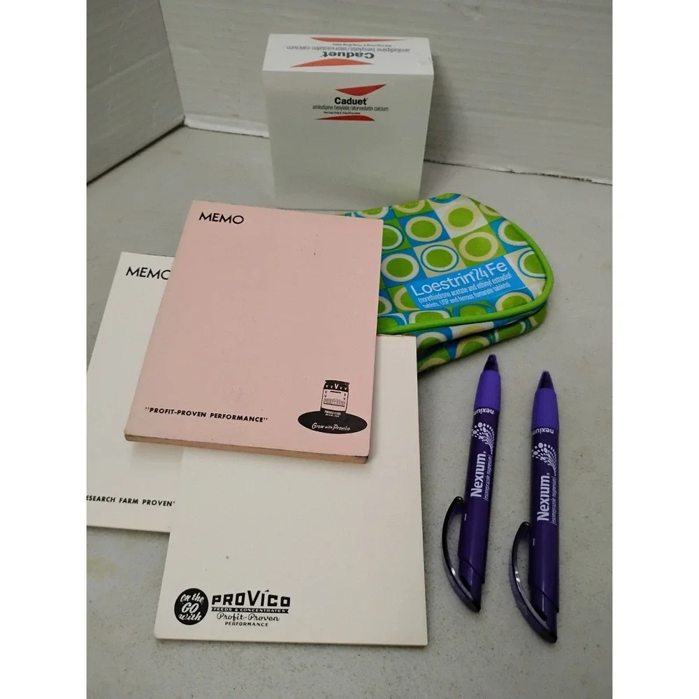 VTG & Mod Pharmaceutical Advertising Rep Paper Pens Case Note Pad ProVico Caduet